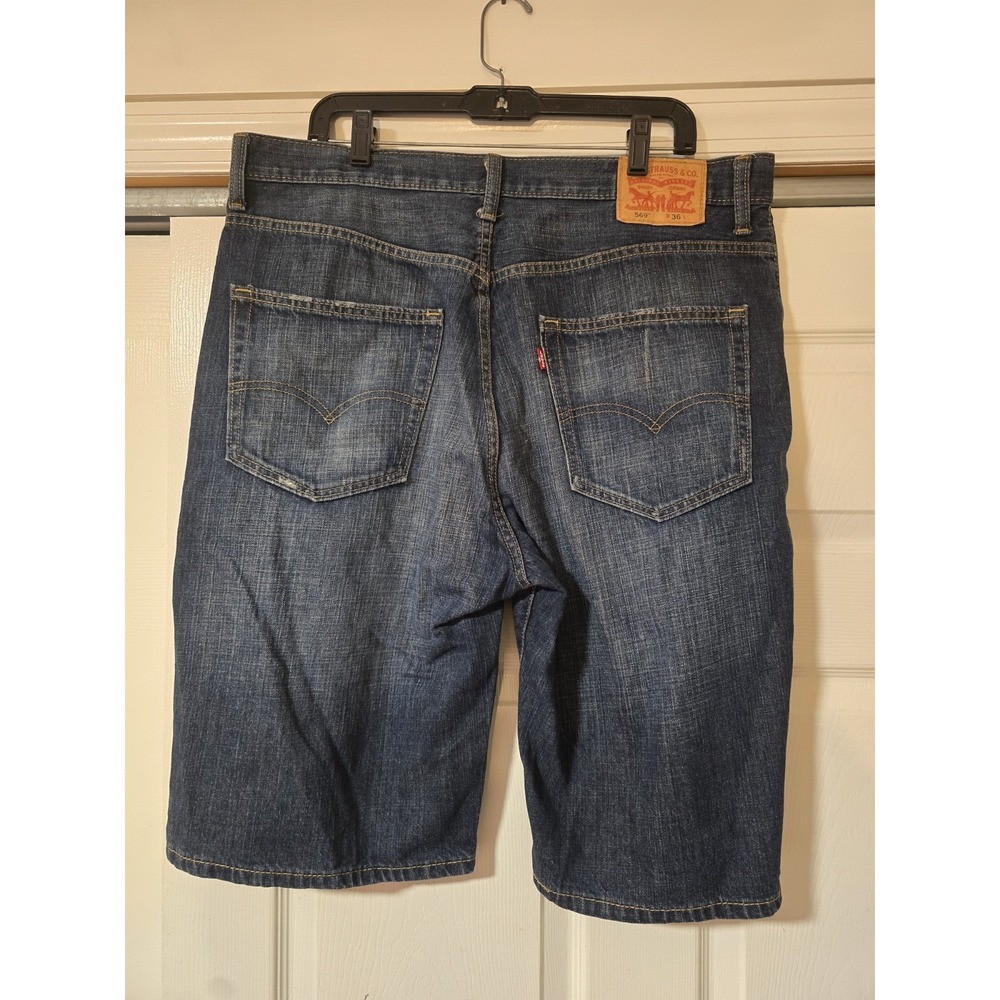 Levi's Mens 569 Loose Straight Denim Jean Shorts Size 36 Dark Wash Jorts - Picture 2 of 4